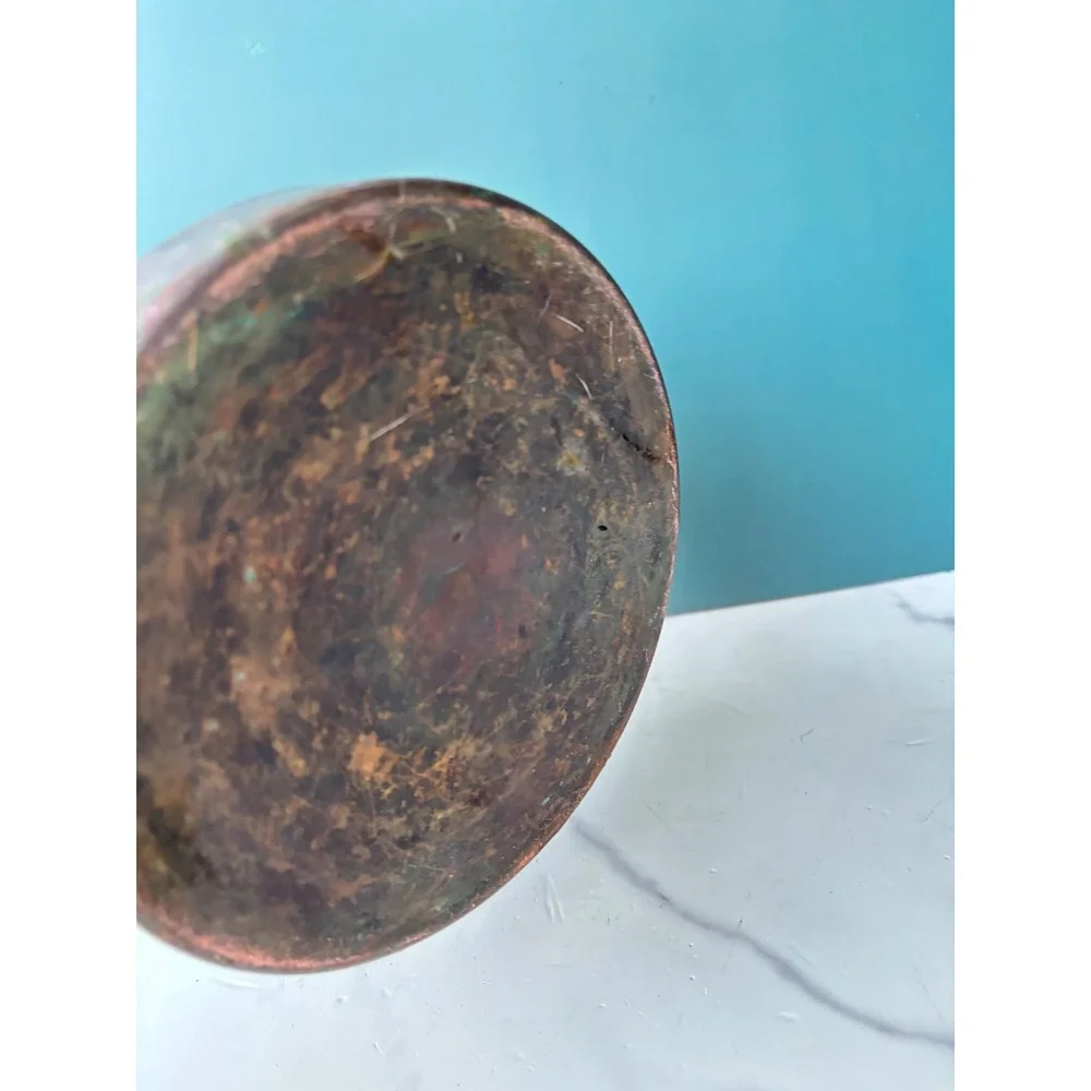 Vintage Copper Tea Kettle Vintage Brass Handle Wood Grip Primitive Rustic Decor